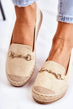 Klasyczne Wsuwane Damskie Espadryle Beżowe Oresa