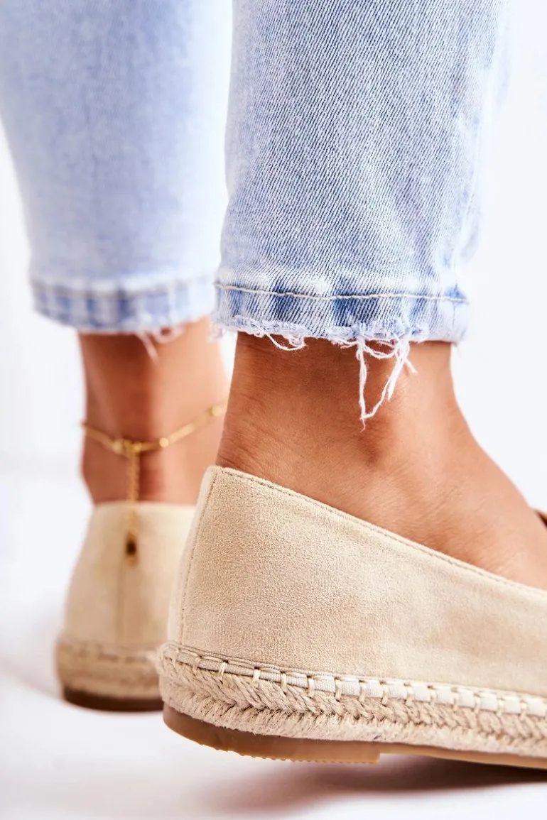 Klasyczne Wsuwane Damskie Espadryle Beżowe Oresa