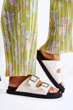 Klasyczne Wsuwane Klapki Damskie Białe Weston