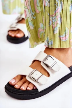 Klasyczne Wsuwane Klapki Damskie Białe Weston