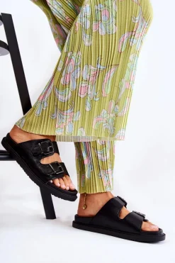 Klasyczne Wsuwane Klapki Damskie Czarne Weston