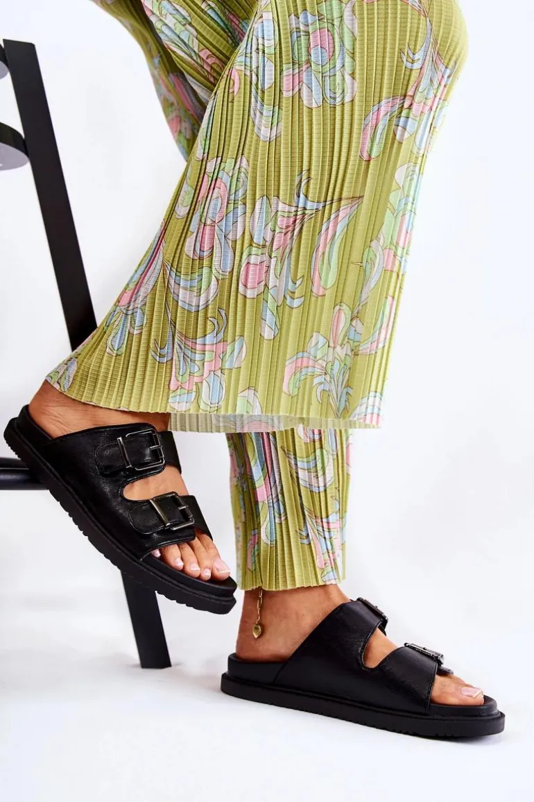 Klasyczne Wsuwane Klapki Damskie Czarne Weston