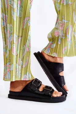 Klasyczne Wsuwane Klapki Damskie Czarne Weston