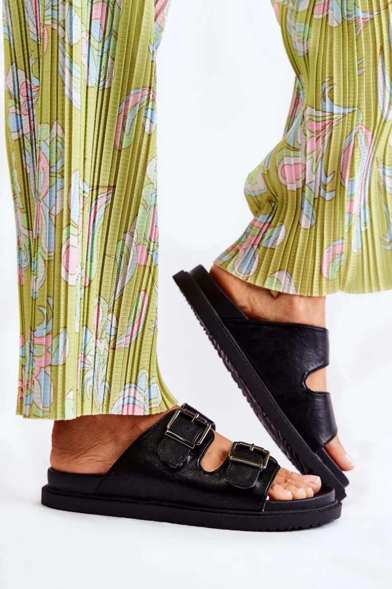 Klasyczne Wsuwane Klapki Damskie Czarne Weston