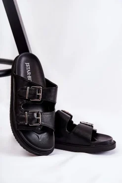 Klasyczne Wsuwane Klapki Damskie Czarne Weston