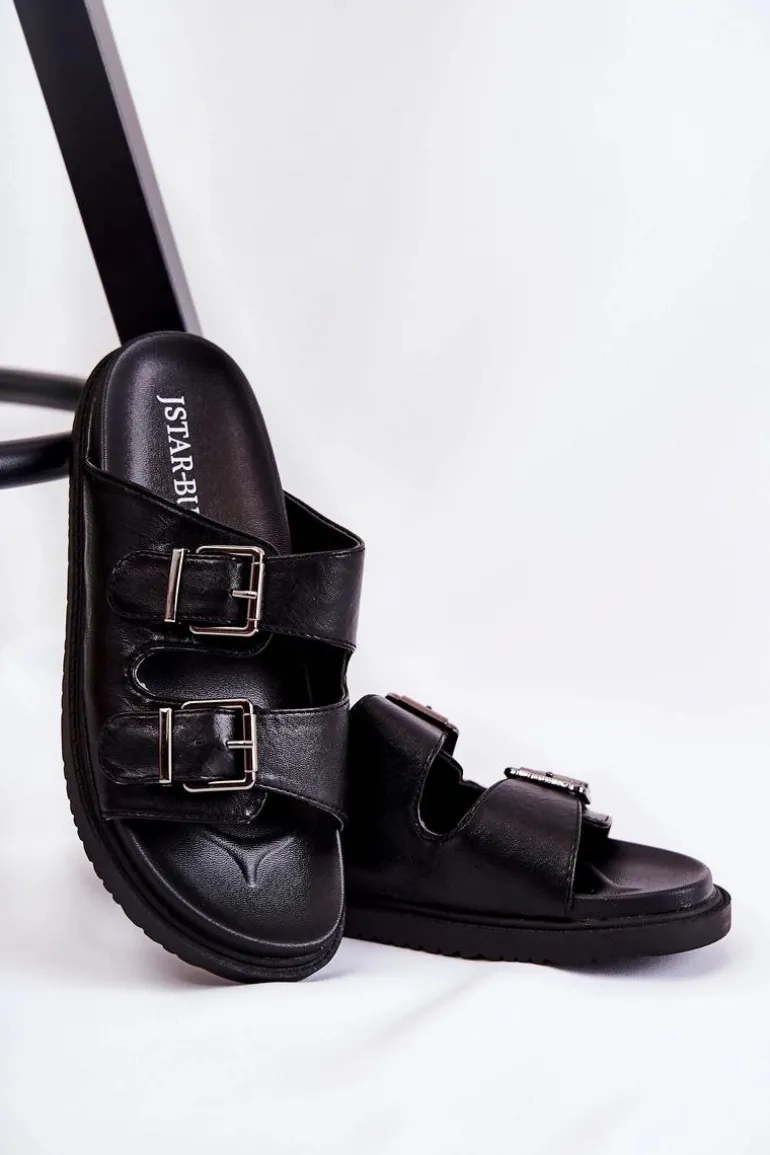 Klasyczne Wsuwane Klapki Damskie Czarne Weston