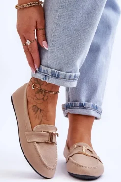 Klasyczne Wsuwane Mokasyny Jasnobeżowe Carly