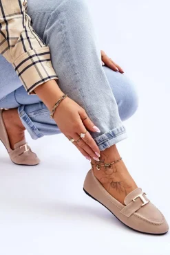 Klasyczne Wsuwane Mokasyny Jasnobeżowe Carly