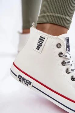 Klasyczne Wysokie Ocieplane Trampki Big Star KK274597 Białe