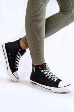 Klasyczne Wysokie Ocieplane Trampki Big Star KK274598 Czarne