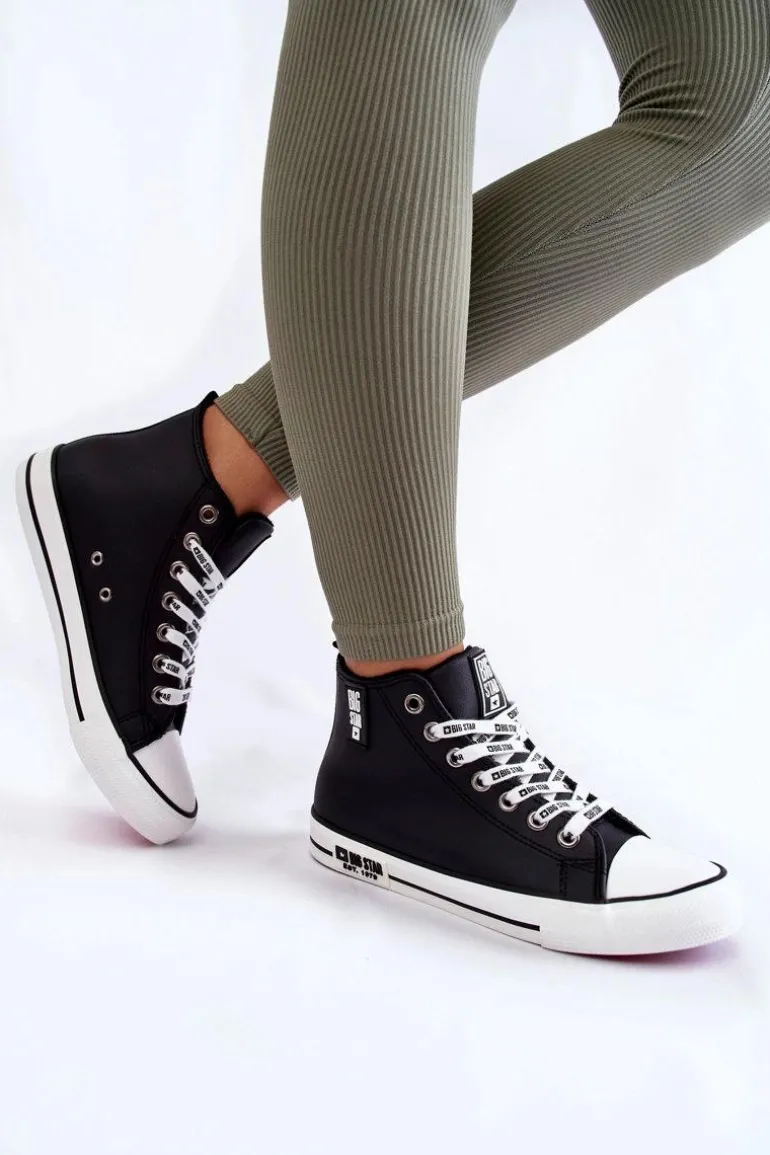 Klasyczne Wysokie Ocieplane Trampki Big Star KK274598 Czarne