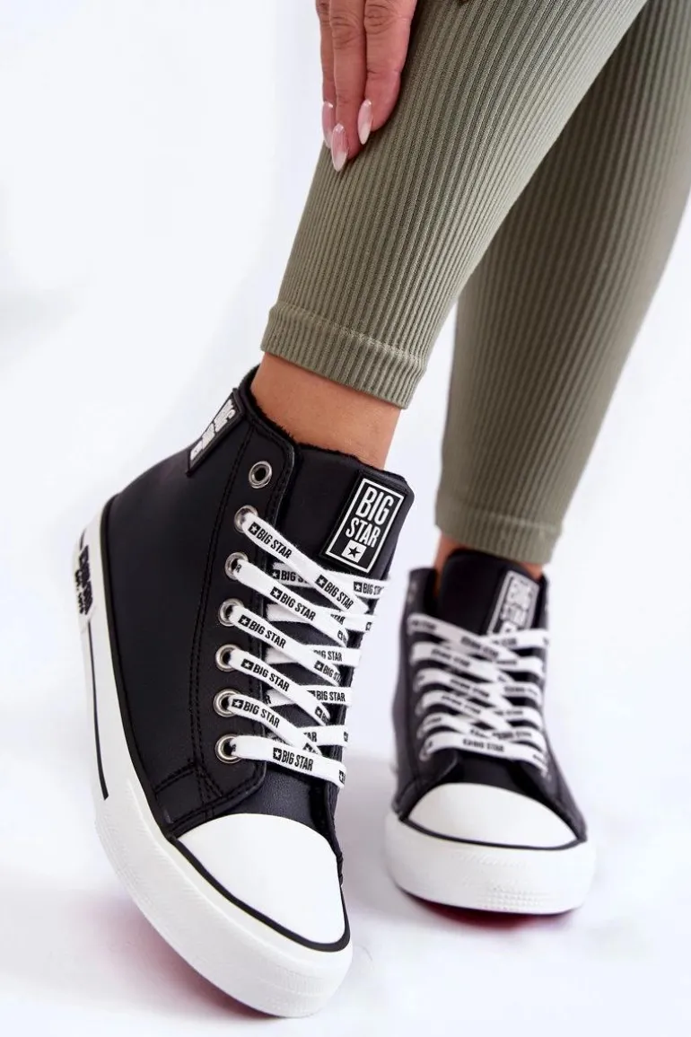 Klasyczne Wysokie Ocieplane Trampki Big Star KK274598 Czarne