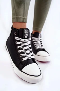 Klasyczne Wysokie Ocieplane Trampki Big Star KK274598 Czarne