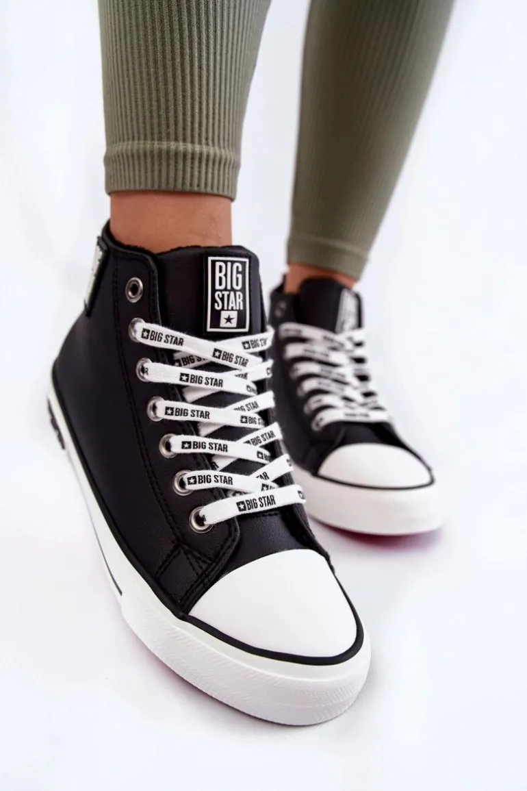 Klasyczne Wysokie Ocieplane Trampki Big Star KK274598 Czarne