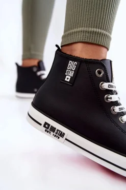 Klasyczne Wysokie Ocieplane Trampki Big Star KK274598 Czarne