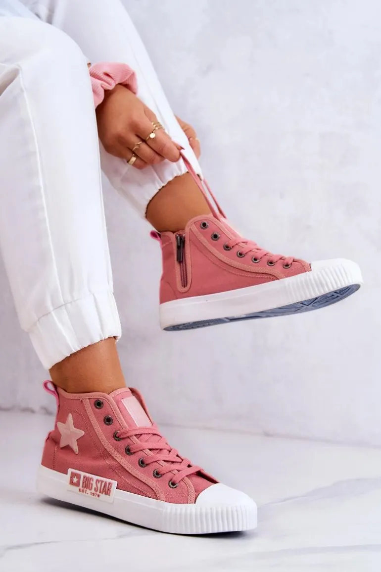 Klasyczne Wysokie Trampki Big Star JJ274382 Różowe