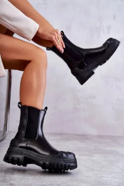 Klasyczne Wysokie Workery Botki Czarne Bassti