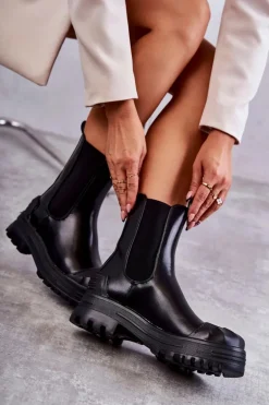Klasyczne Wysokie Workery Botki Czarne Bassti