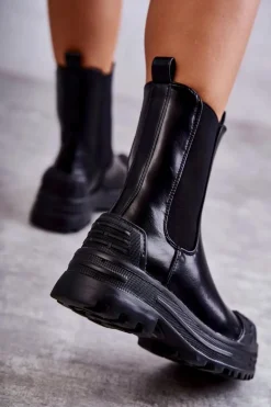 Klasyczne Wysokie Workery Botki Czarne Bassti