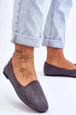 Klasyczne Zamszowe Baleriny Szare Nash
