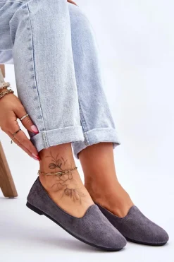 Klasyczne Zamszowe Baleriny Szare Nash