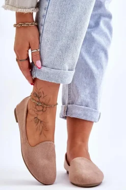 Klasyczne Zamszowe Baleriny Beżowe Nash