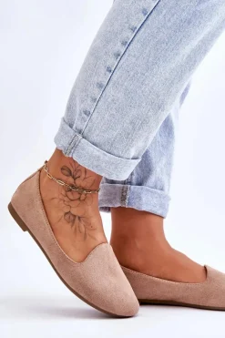 Klasyczne Zamszowe Baleriny Beżowe Nash