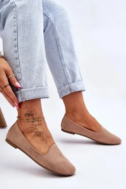 Klasyczne Zamszowe Baleriny Beżowe Nash