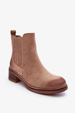 Klasyczne Zamszowe Botki Damskie Beżowe Metanassa