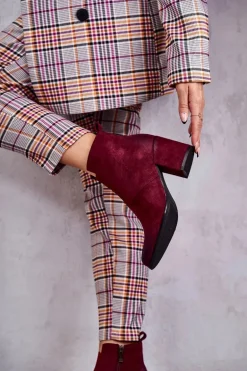 Klasyczne Zamszowe Botki La.Fi 260035WI-SU Bordowe