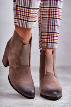 Klasyczne Zamszowe Botki La.Fi 260035DTA-SU Beżowe