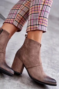 Klasyczne Zamszowe Botki La.Fi 260035DTA-SU Beżowe