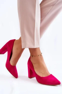 Klasyczne Zamszowe Czółenka Na Słupku Fuksja Kendra
