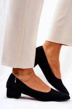 Klasyczne Zamszowe Czółenka Czarne Rheya