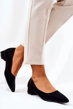 Klasyczne Zamszowe Czółenka Czarne Rheya