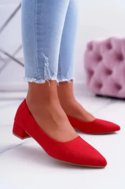 Klasyczne Zamszowe Czółenka Czerwone Rheya