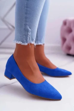Klasyczne Zamszowe Czółenka Niebieskie Rheya