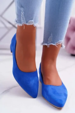 Klasyczne Zamszowe Czółenka Niebieskie Rheya