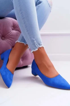 Klasyczne Zamszowe Czółenka Niebieskie Rheya