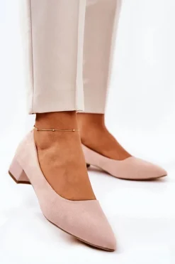 Klasyczne Zamszowe Czółenka Beżowe Rheya