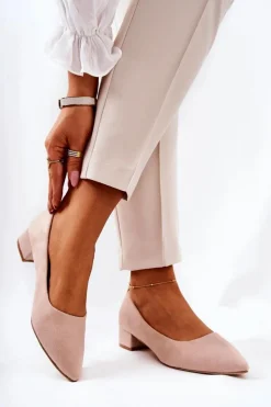 Klasyczne Zamszowe Czółenka Beżowe Rheya