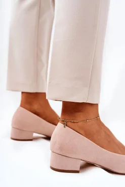 Klasyczne Zamszowe Czółenka Beżowe Rheya