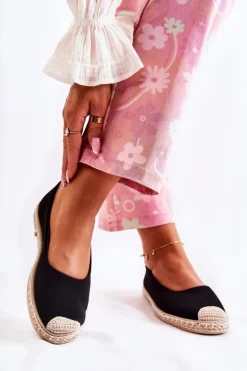 Klasyczne Zamszowe Damskie Espadryle Czarne Calabria