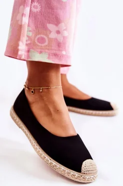 Klasyczne Zamszowe Damskie Espadryle Czarne Calabria