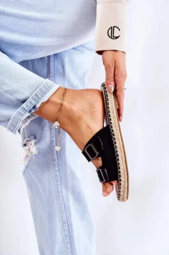 Klasyczne Zamszowe Klapki Damskie Czarne Casilda