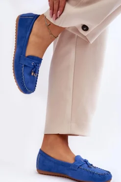 Klasyczne Zamszowe Mokasyny Niebieskie Good Time