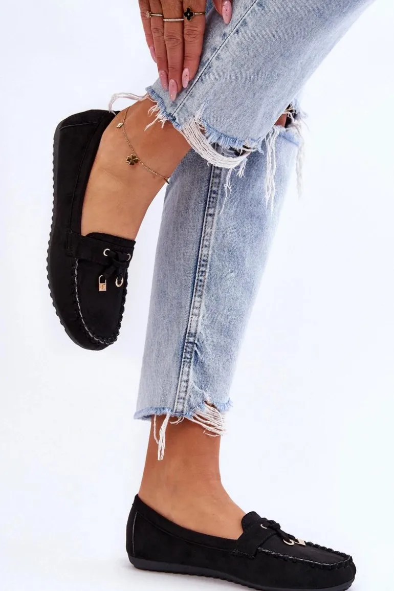 Klasyczne Zamszowe Mokasyny Czarne Good Time