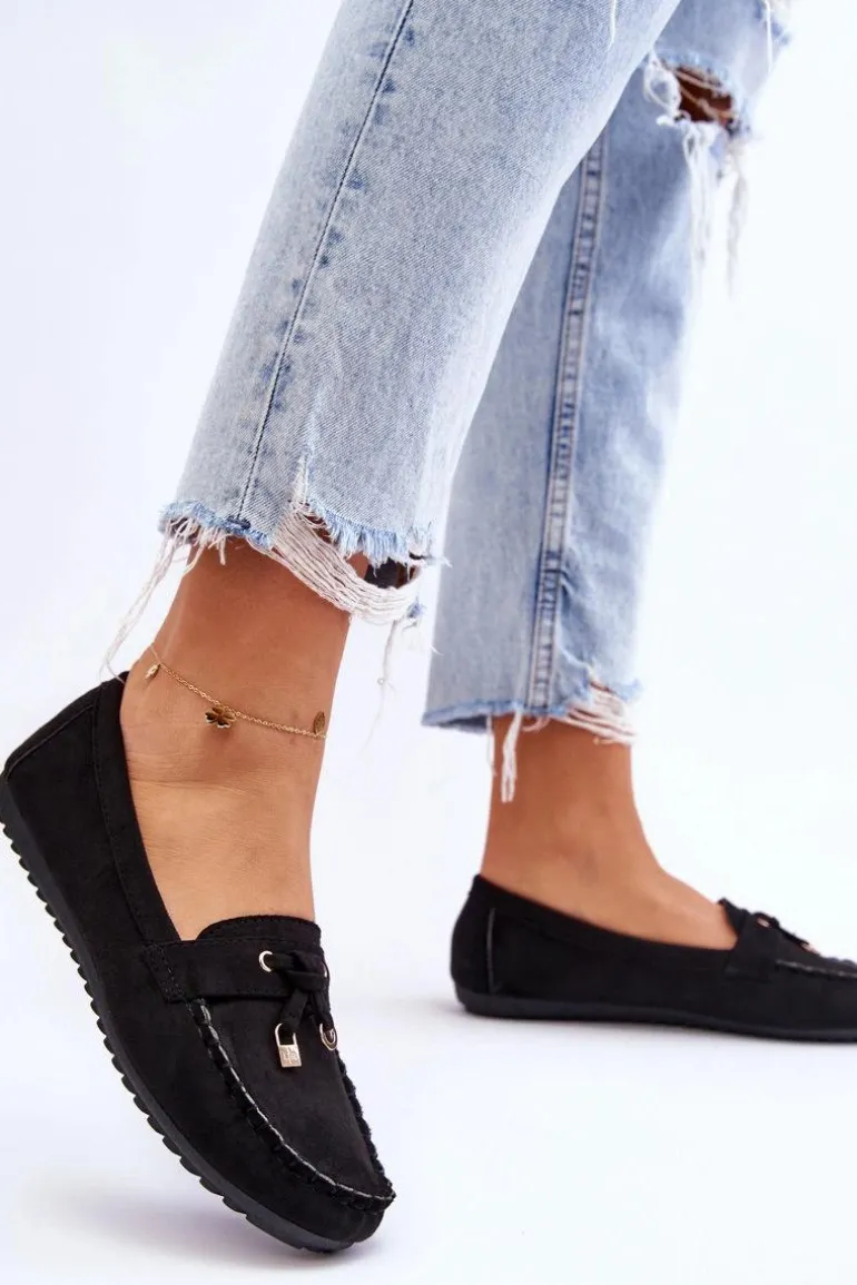 Klasyczne Zamszowe Mokasyny Czarne Good Time