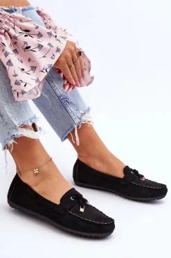 Klasyczne Zamszowe Mokasyny Czarne Good Time
