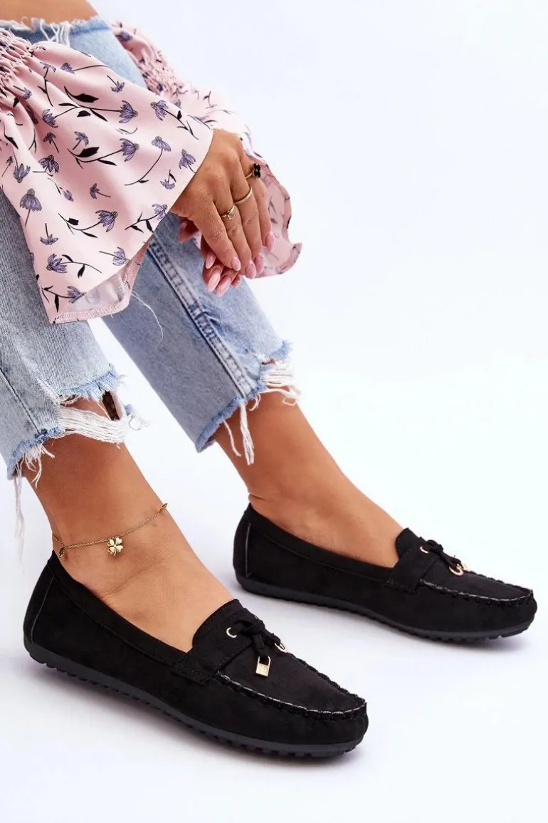 Klasyczne Zamszowe Mokasyny Czarne Good Time